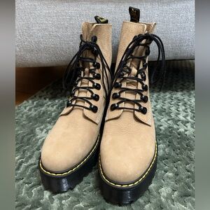 Dr. Martens Lace-Up Leona Boots with Black Accents